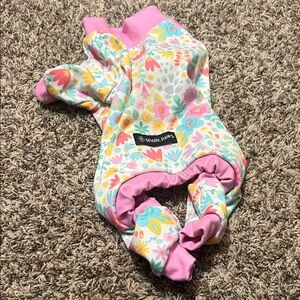 Floral SPARK PAWS L Dog Onesie - Pink and Multicolor